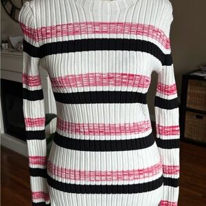 Maje White Ribbed Knit Crewneck Top
